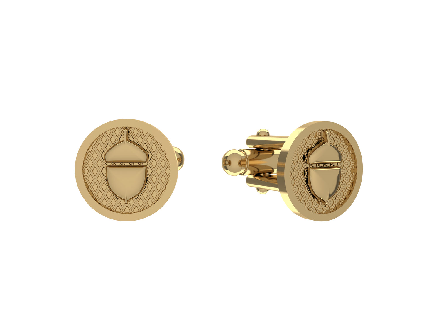 Hit New Style cufflinks in yellow gold. Dimensions: 20.5 mm high x 17 mm wide.    