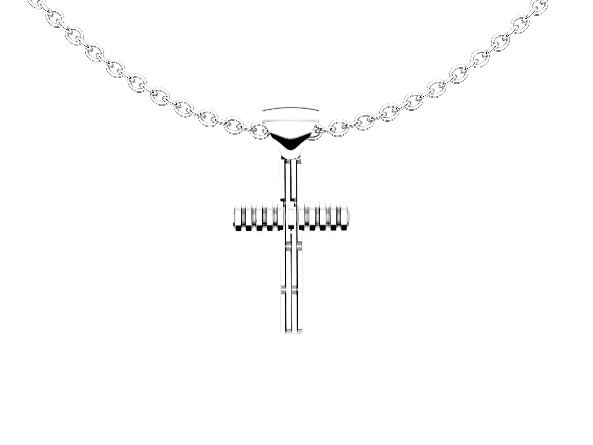 Hit New Style WM Cross necklace, 18K white gold.