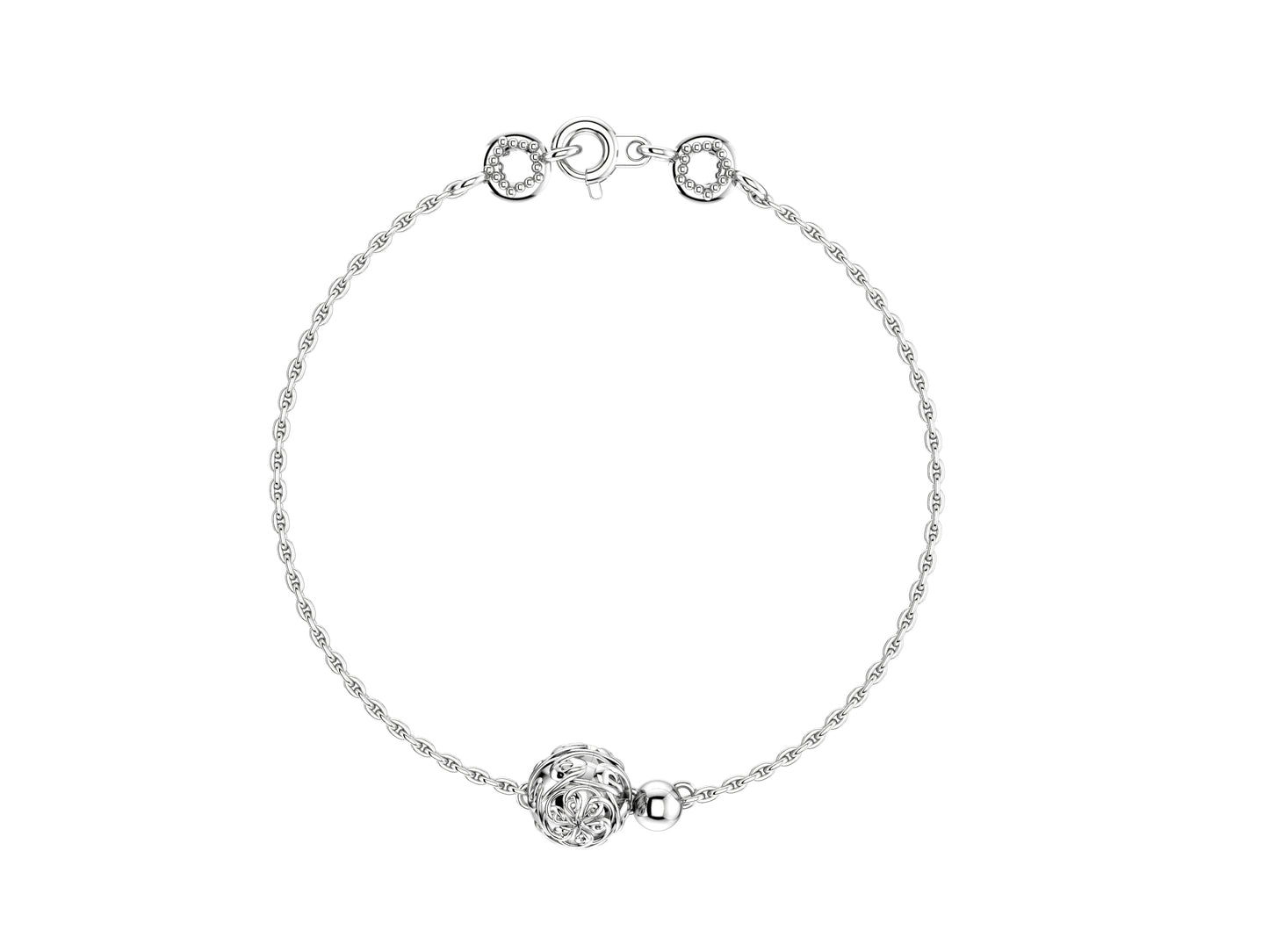 Flower bracelet, 18K white gold.