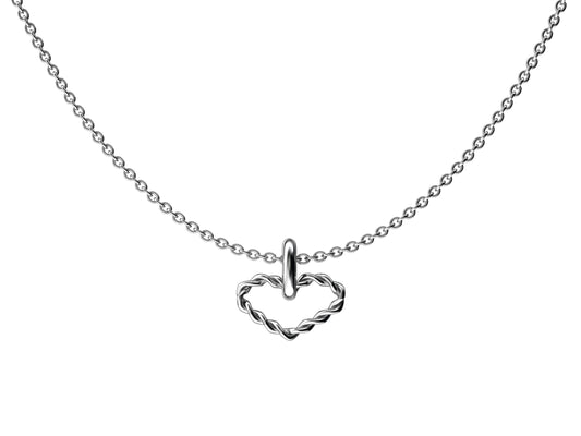 MatiJaro Heart WM necklace, 18K white gold, white gold chain. Inner diameter: 8 mm x 15 mm. Adjustable chain length: 38-41 cm. 