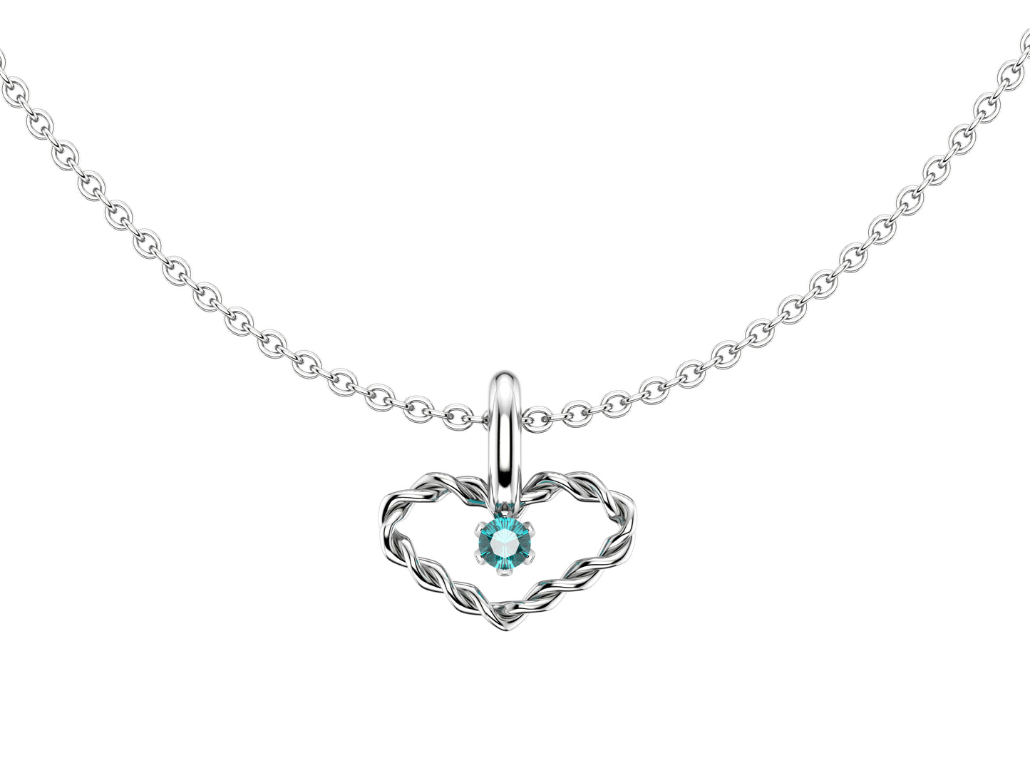 MatiJaro Heart necklace, sterling silver, set with 1 aquamarine, sterling silver chain. Inner diameter: 8 mm x 15 mm. Adjustable chain length: 38-41 cm. 