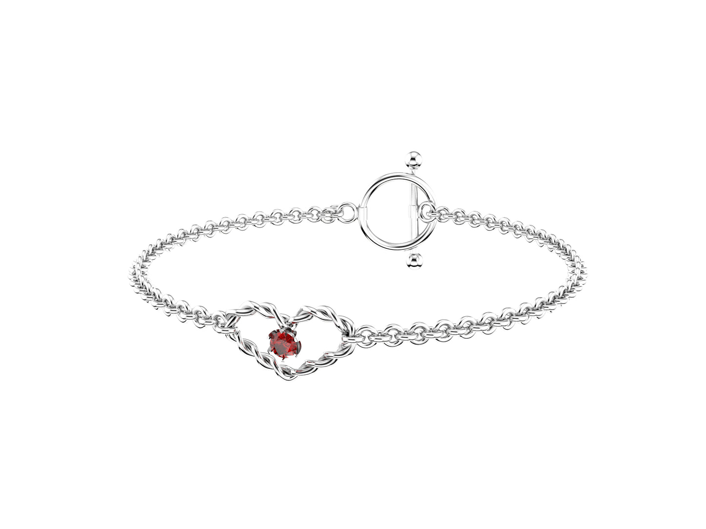 MatiJaro Heart bracelet, sterling silver, set with a brilliant-cut diamond totaling 0.1 carat. Thickness: 2.8 mm. Diameter of the pattern: 9.00 mm.