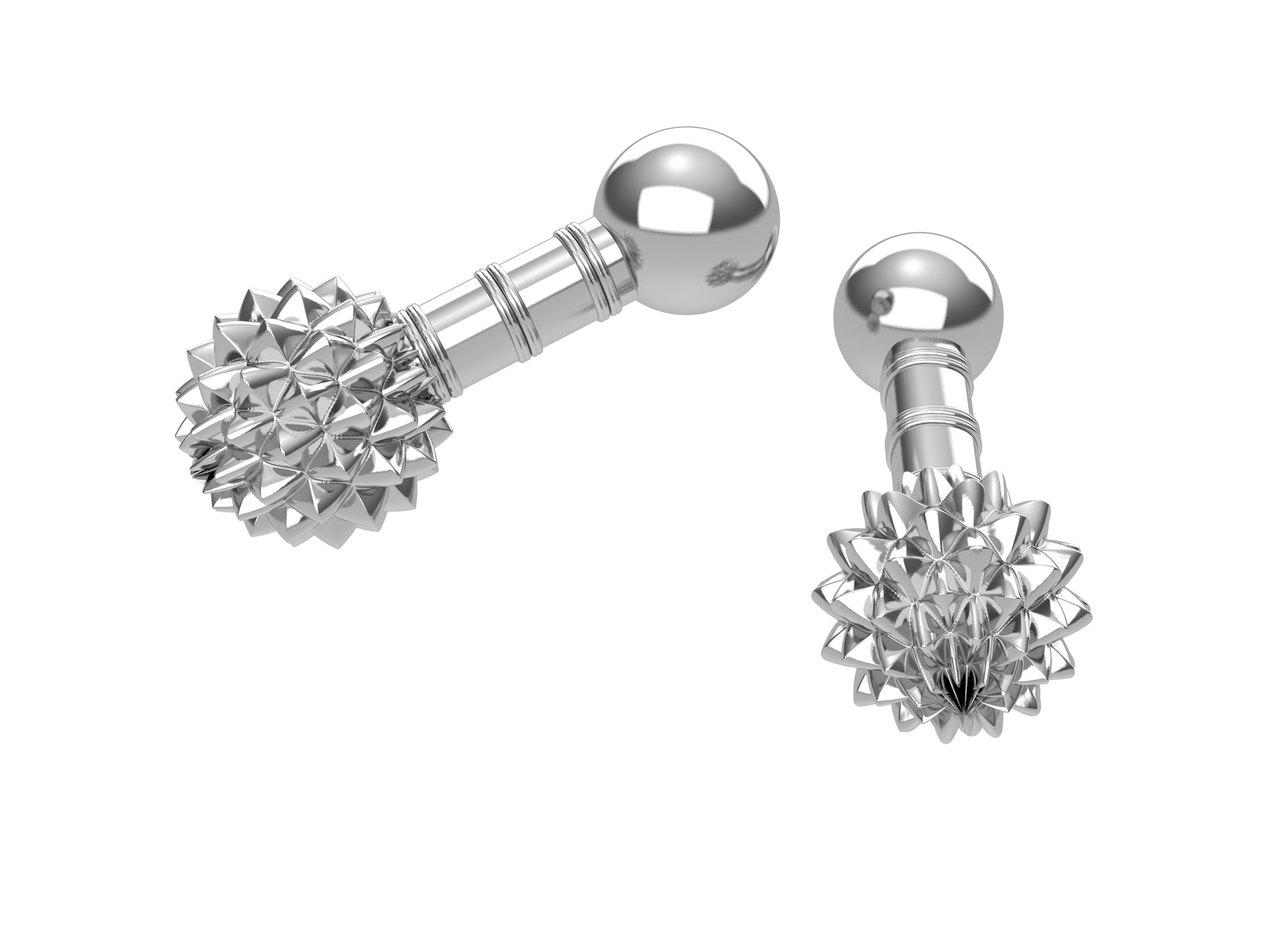 Flowers cufflinks in sterling silver.