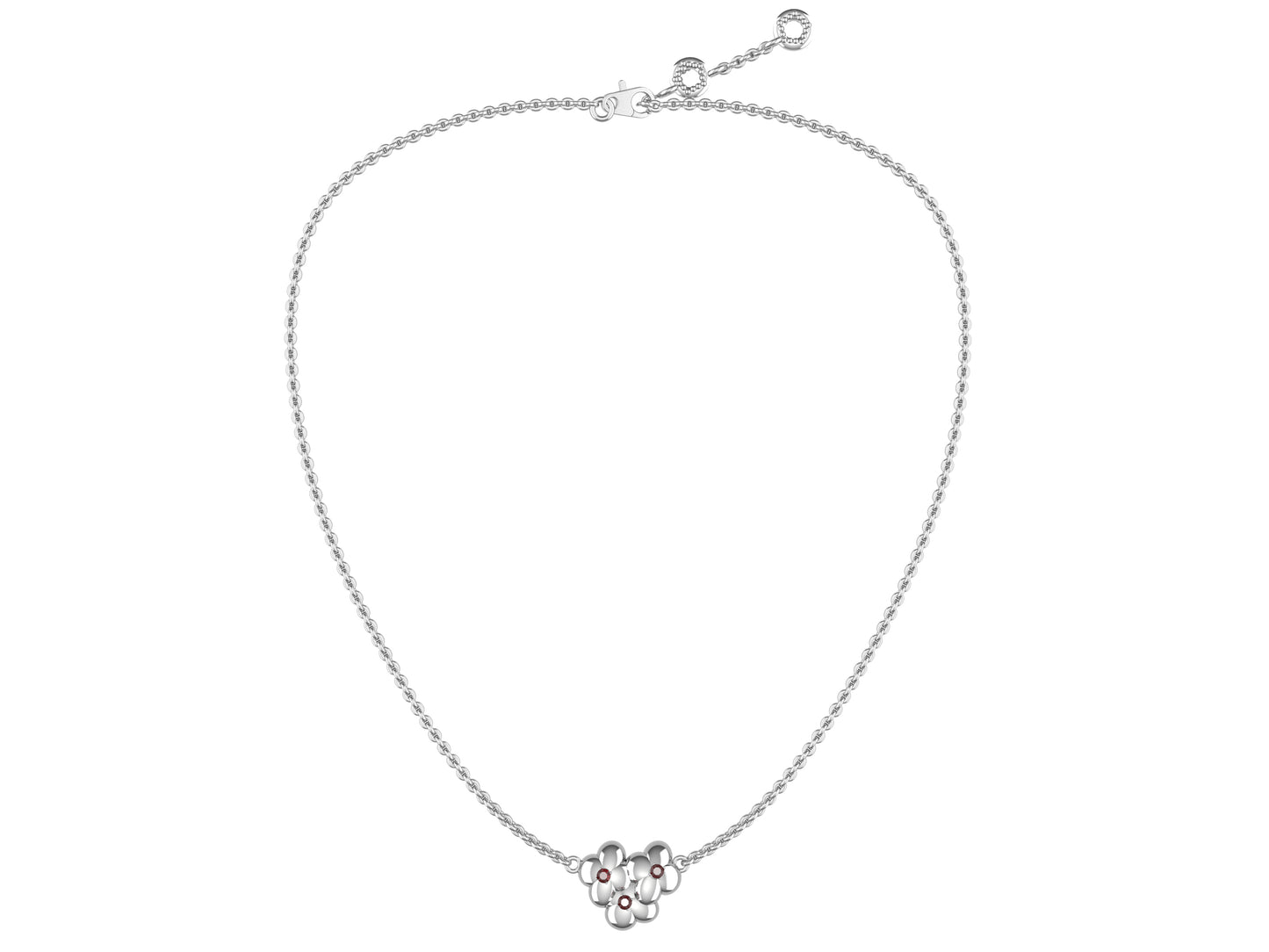 Flores de MatiJaro necklace, 18K white gold, rose topaz. Length: 60 – 60.4 cm. Width of the motif: 15 mm. Length of the motif: 13 mm.