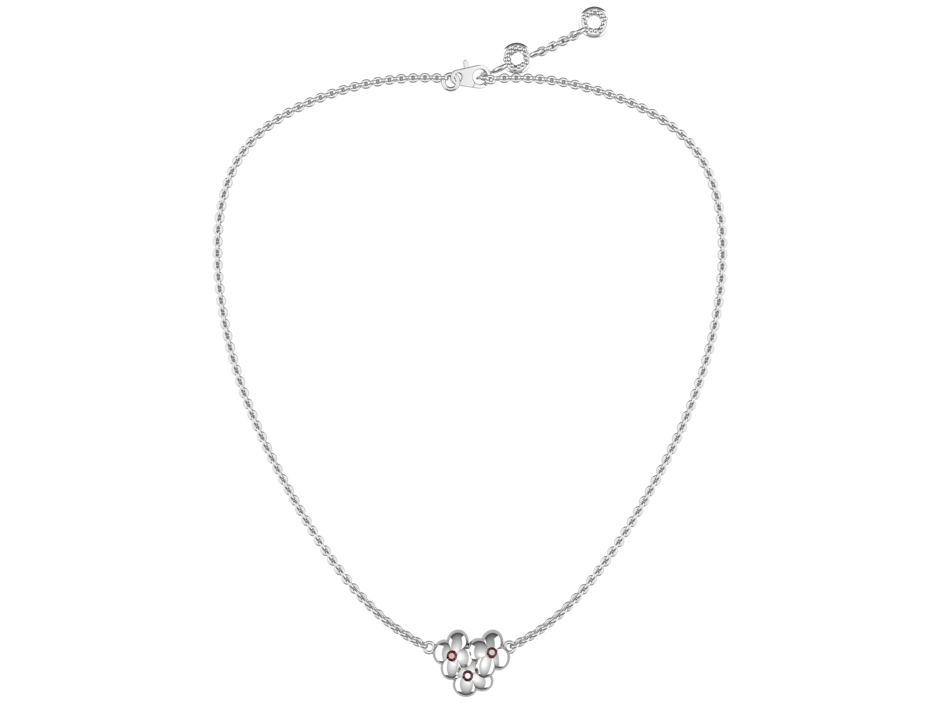 Flores de MatiJaro necklace, 18K white gold, rose topaz. Length: 60 – 60.4 cm. Width of the motif: 15 mm. Length of the motif: 13 mm.