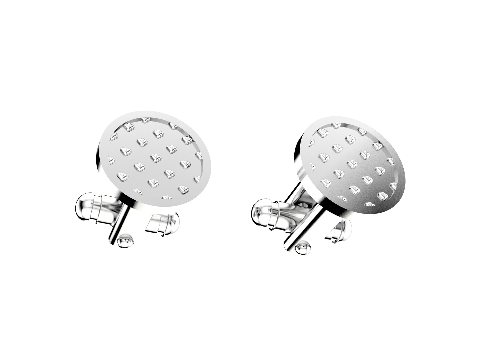 Hit New Style cufflinks in palladium-finished white gold. Dimensions: 20.5 mm high x 15 mm wide. 