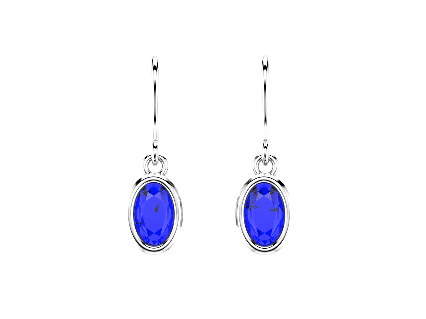 Gemme's De La Divinite earrings, sterling silver 925, each set with a blue tanzanite. Diameter of the pattern: 8.5x6 mm.