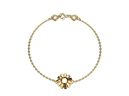 Flower bracelet, 18K yellow gold, diamond.