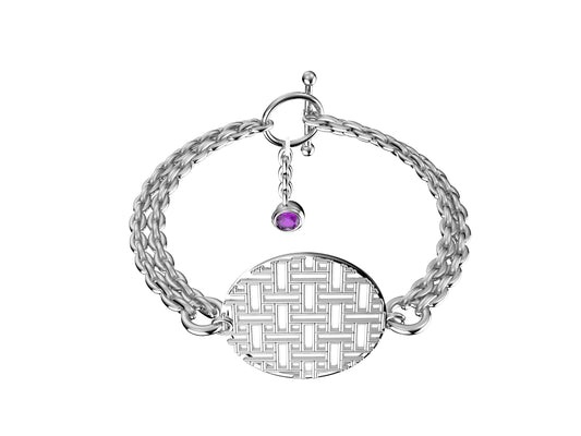 Hit New Style bracelet, sterling silver, set with a purple spinel. Pattern width 25,5 mm.