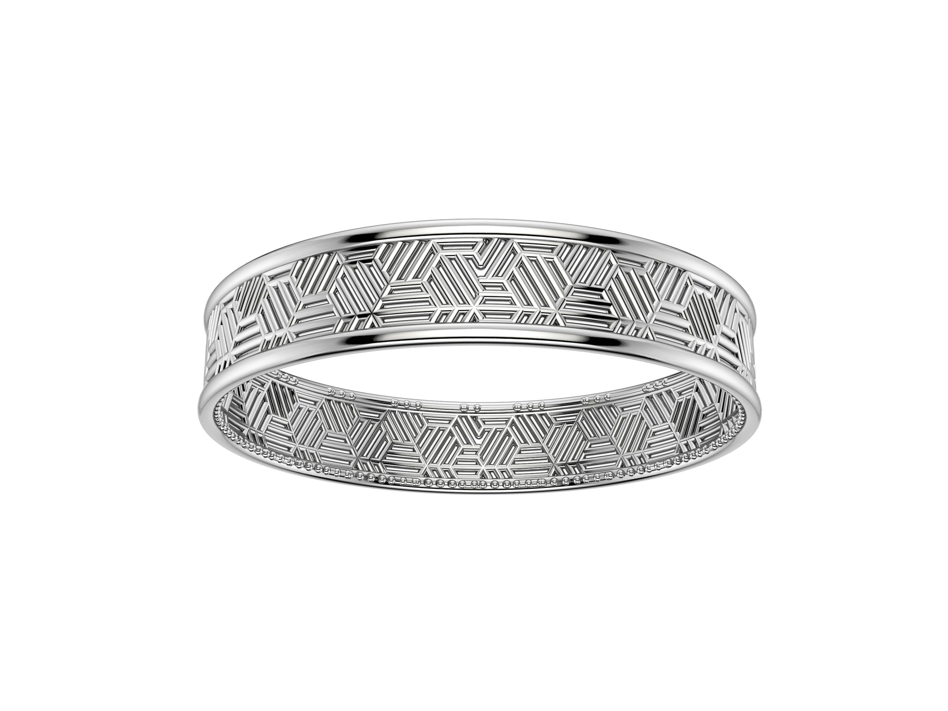 Hit New Style bracelet, 18K white gold. Width: 12.00 mm.