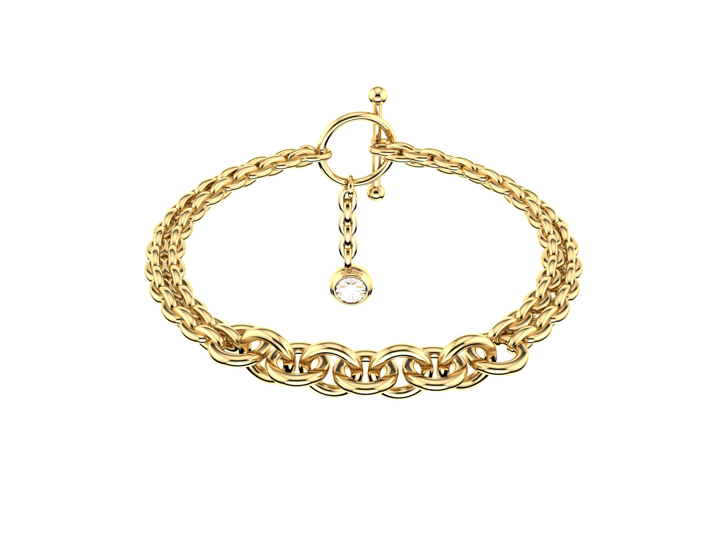 Hit New Style bracelet, 18K yellow gold, set with brilliant-cut diamond totaling 0,45 ca