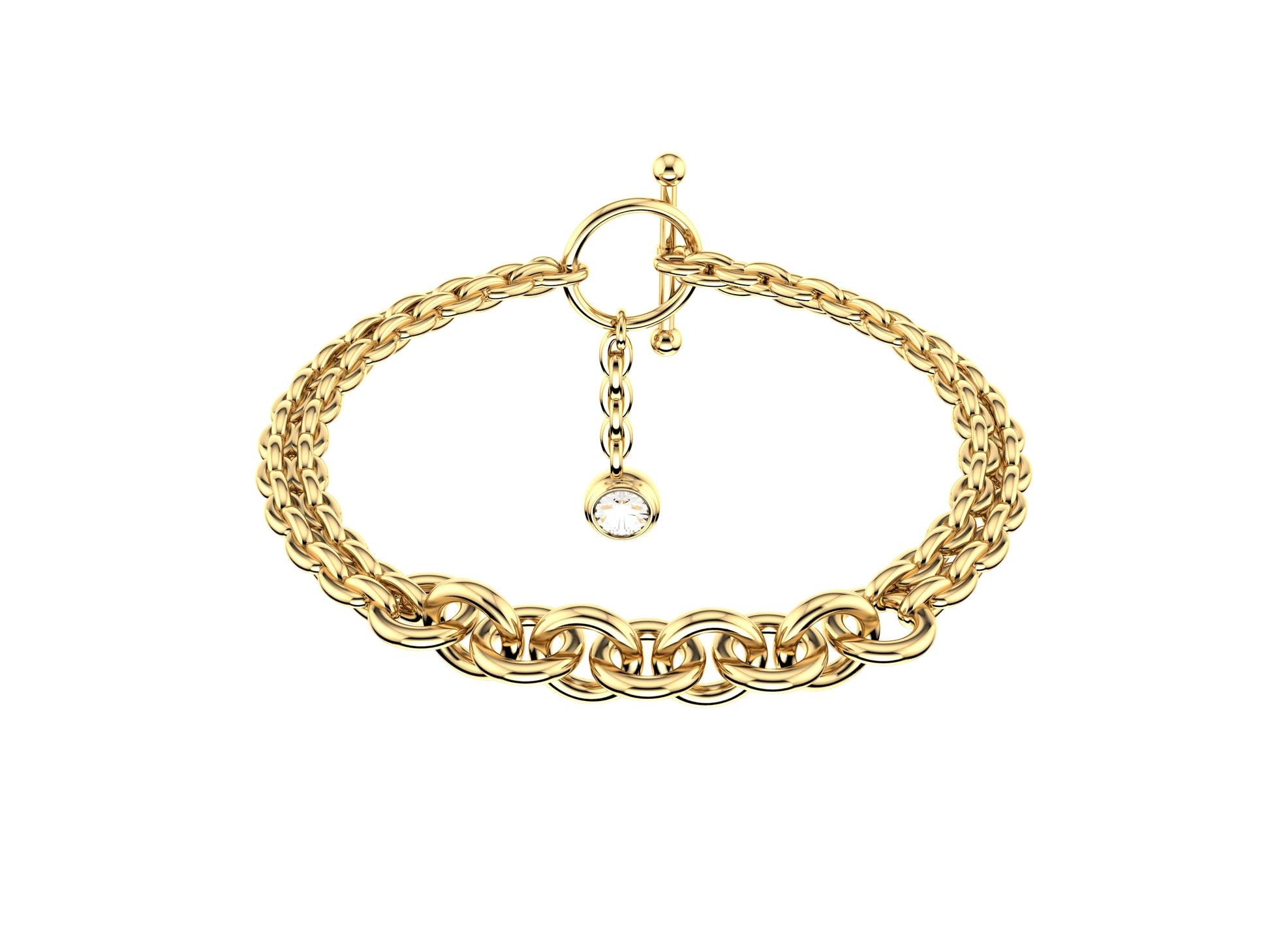 Hit New Style bracelet, 18K yellow gold, set with brilliant-cut diamond totaling 0,45 car. 