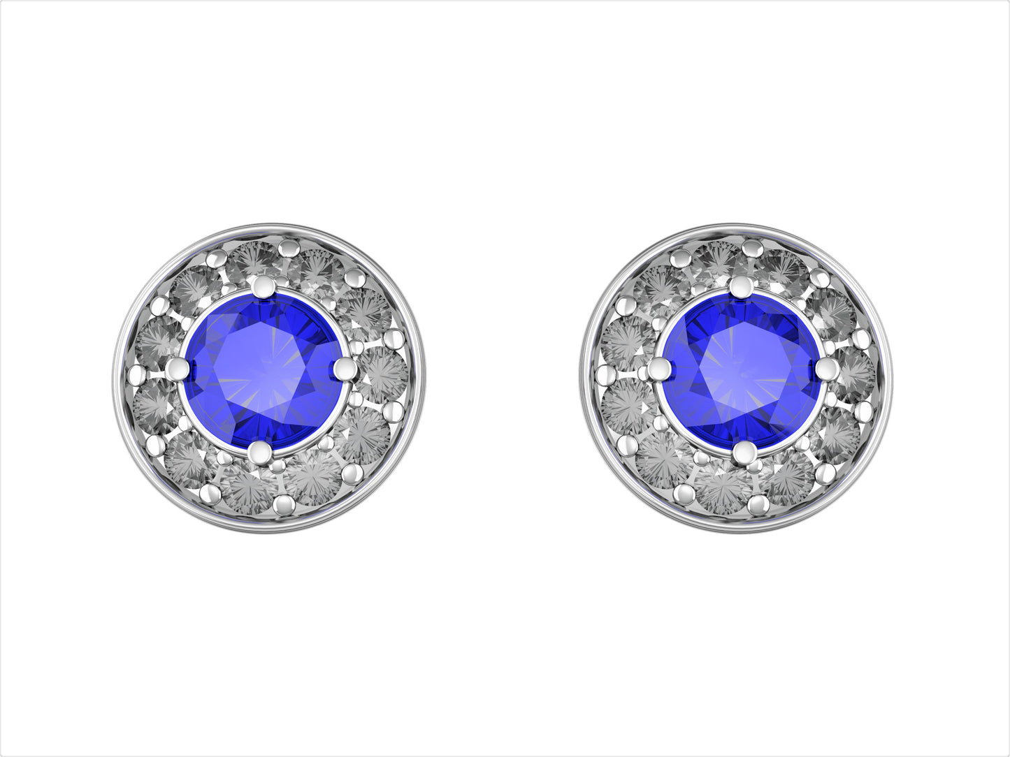 Gemmes De La Divinite earrings, 18K white gold, each set with blue sapphire and set with brilliant-cut pavé diamonds. 