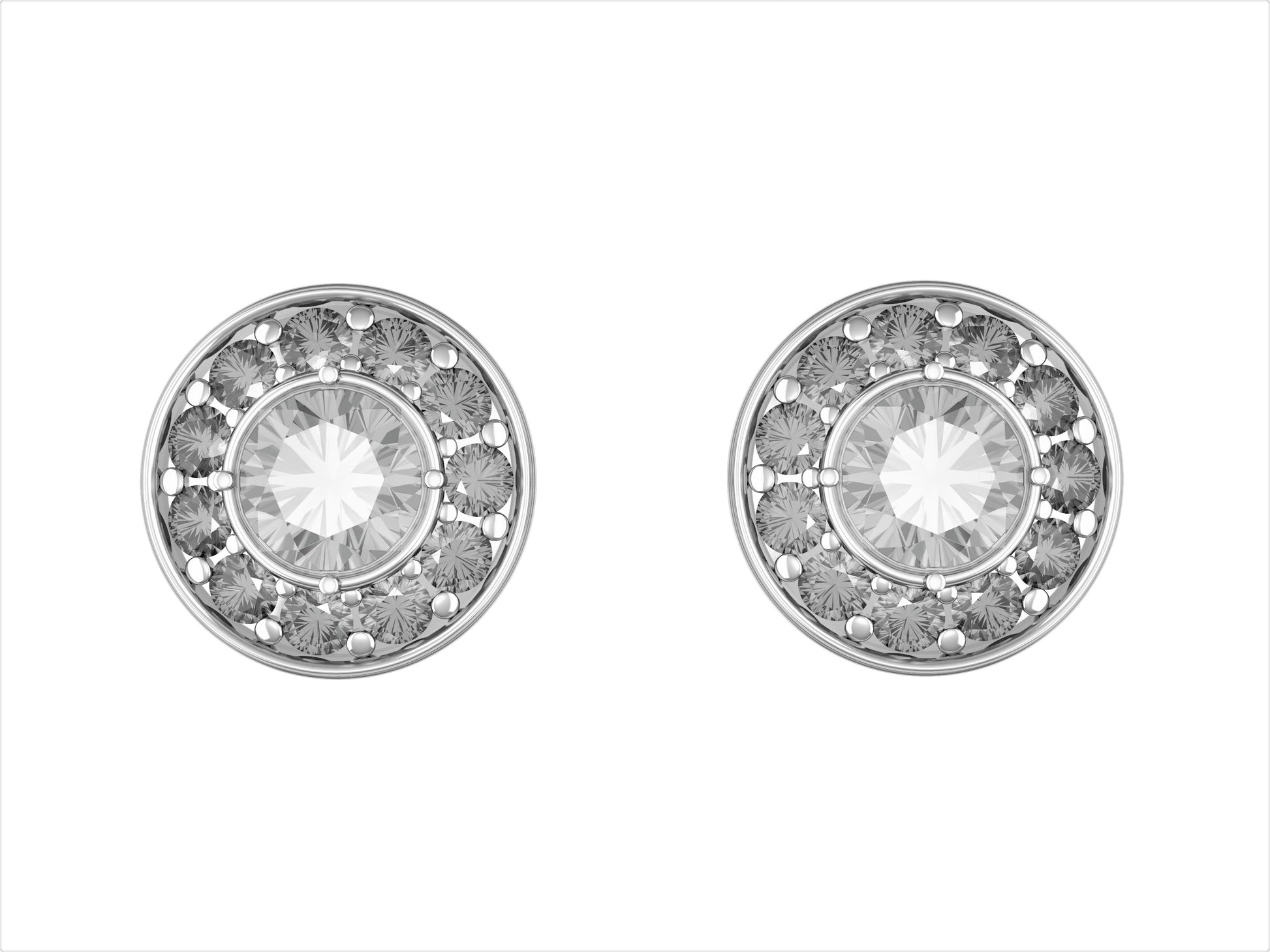 Gemmes De La Divinite earrings, 18K white gold, each set with diamond and set with brilliant-cut pavé diamonds. 