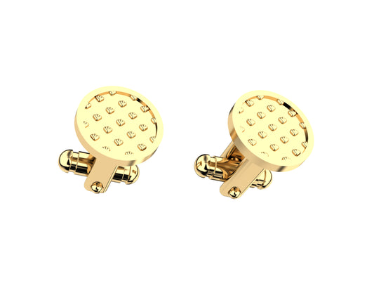 Hit New Style cufflinks in palladium-finished yellow gold. Dimensions: 20.5 mm high x 15 mm wide. 