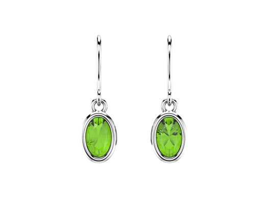 Gemme's De La Divinite earrings, sterling silver 925, each set with a brilliant-cut chrysoberyl. Diameter of the pattern: 8.5x6 mm.