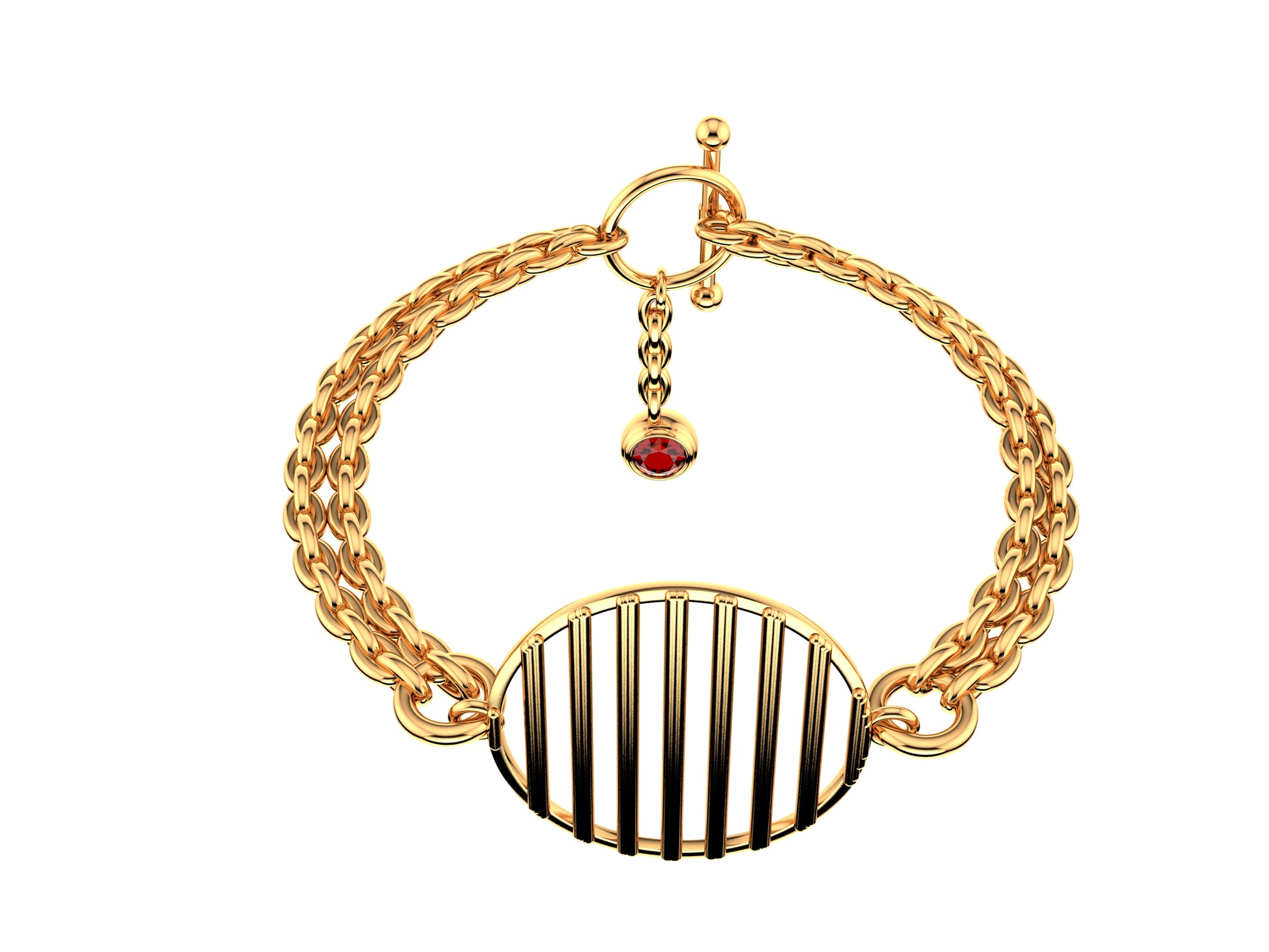 Hit New Style bracelet, 18K red gold, set with brilliant-cut orange sapphire. Pattern width 25,5 mm.