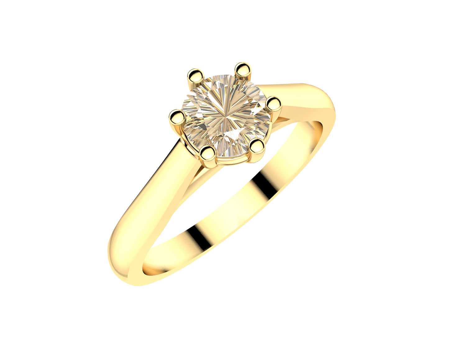 Forever engagement ring, 18K yellow gold, set with a brilliant-cut diamond available in 0.5 to 0.59 carats. 