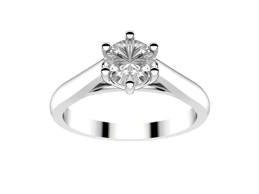 Forever engagement ring, 18K white gold, set with a brilliant-cut diamond available in 0.5 to 0.59 carats. 