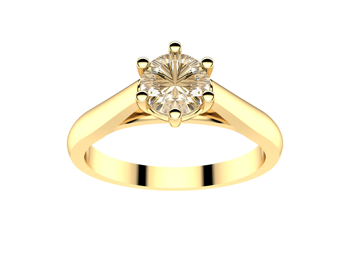 Forever engagement ring, 18K yellow gold, set with a brilliant-cut diamond available in 0.5 to 0.59 carats. 