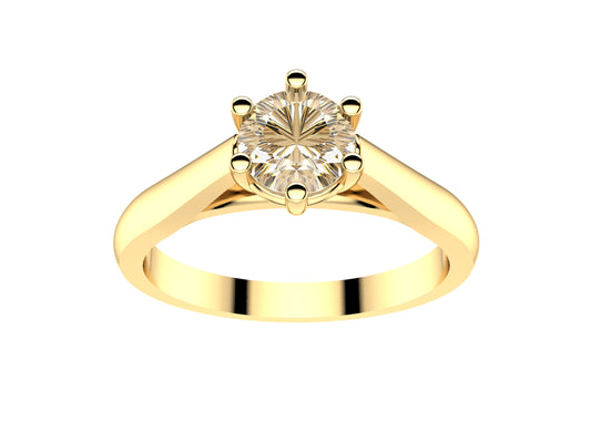 Forever engagement ring, 18K yellow gold, set with a brilliant-cut diamond available in 0.5 to 0.59 carats. 