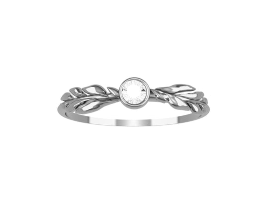 Flores de MatiJaro ring 18K white gold, set with a diamond available in 0.01 carats. 