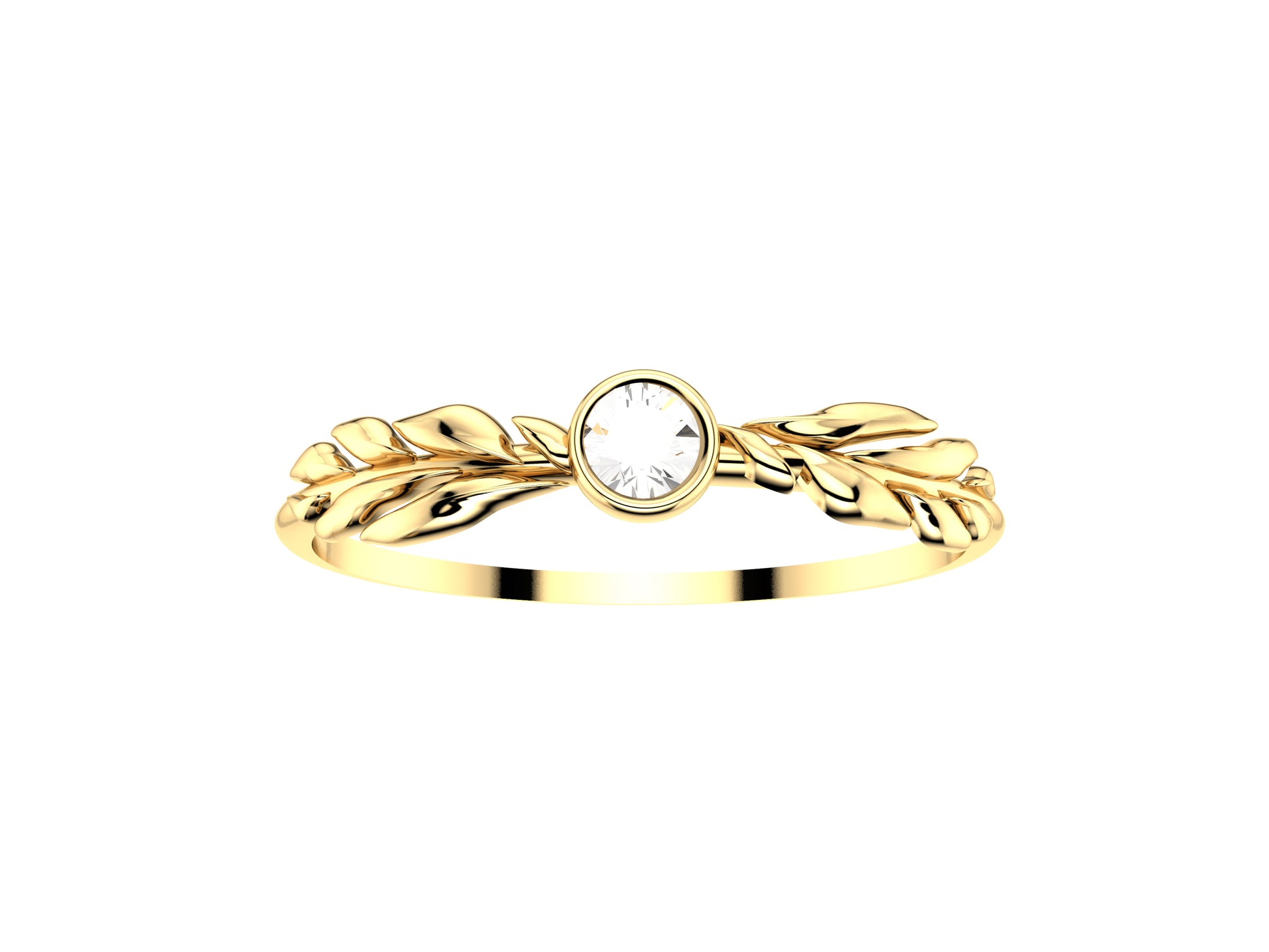 Flores de MatiJaro ring 18K yellow gold, set with a diamond available in 0.01 carats.