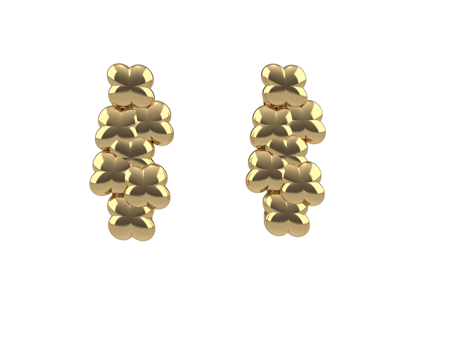 Flowers earrings, 18K yellow gold.