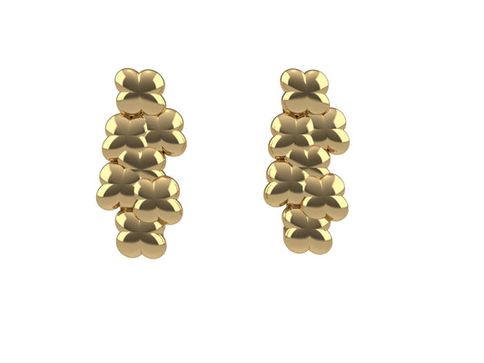 Flowers earrings, 18K yellow gold.