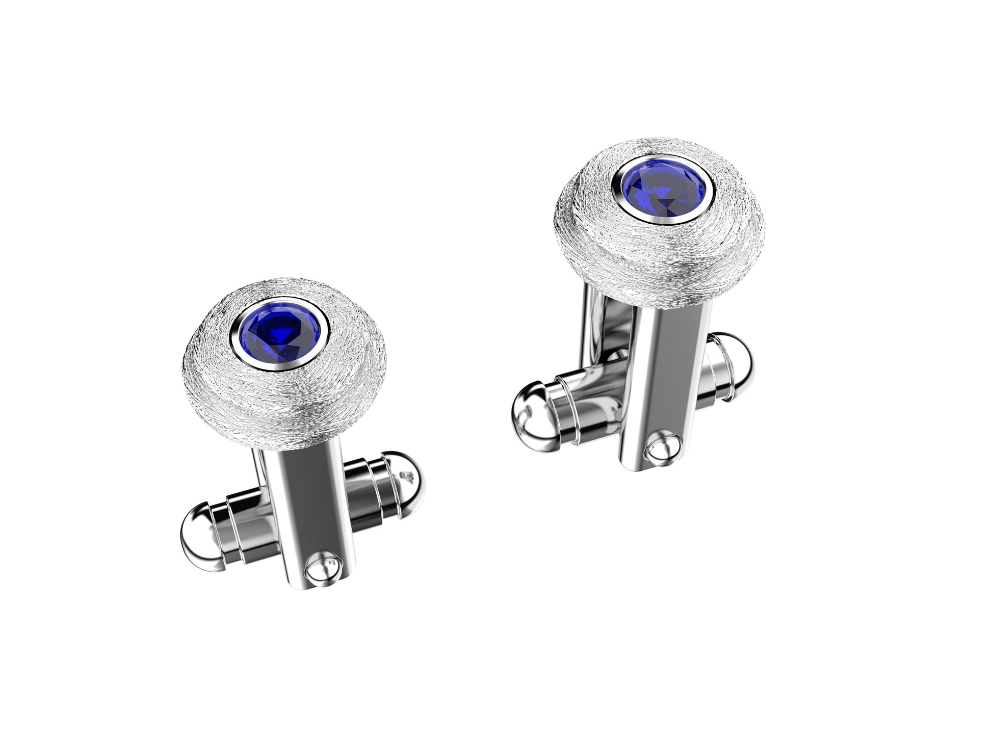 Gemmes De La Divinite cufflinks in palladium-finish sterling silver 925/1000 and synthetic spinel. Dimensions: width 10 mm, high 18 mm.