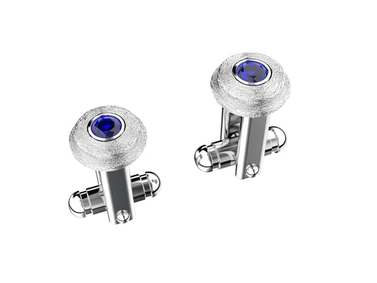 Gemmes De La Divinite cufflinks in palladium-finish sterling silver 925/1000 and synthetic spinel. Dimensions: width 10 mm, high 18 mm.