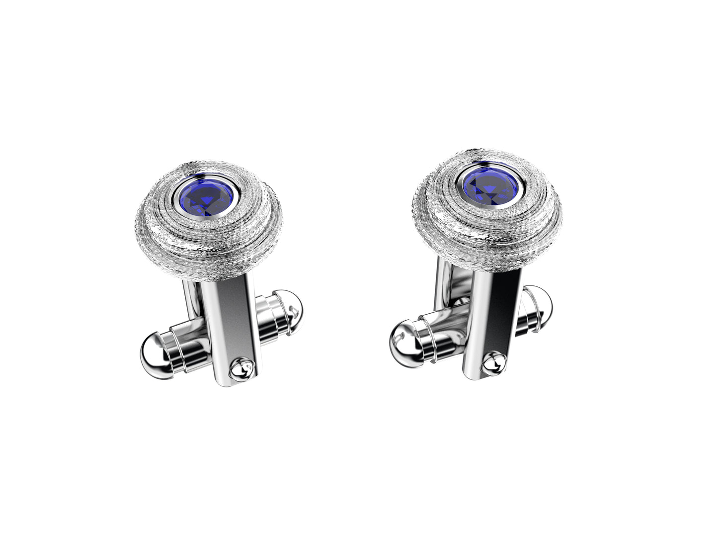 Gemmes De La Divinite cufflinks in palladium-finish sterling silver 925/1000 and synthetic spinel. Dimensions: width 10 mm, high 18 mm.