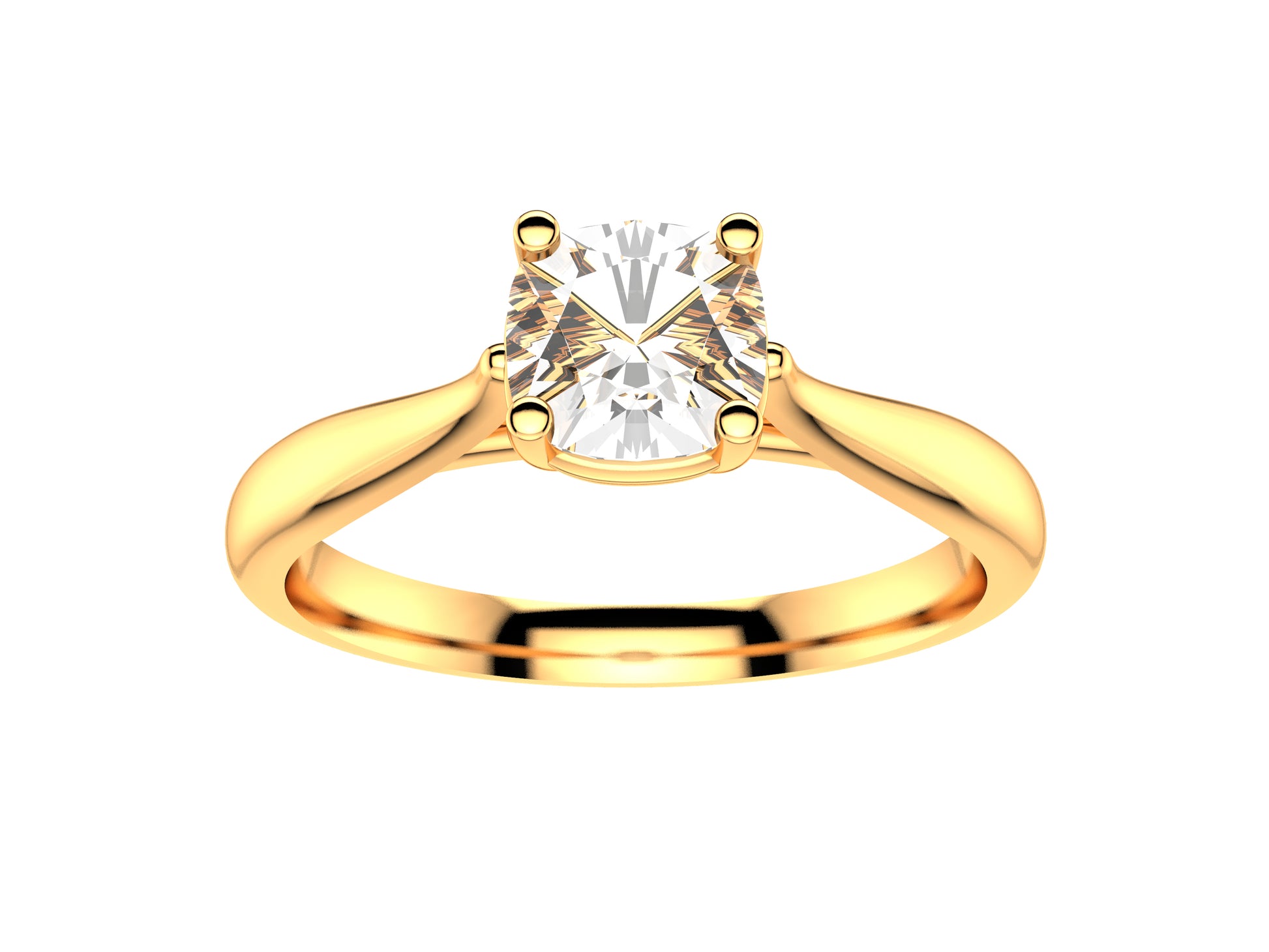 Forever engagement ring, 18K rose gold, set with a cusion-cut diamond available in 0.5 to 0.59 carats. 