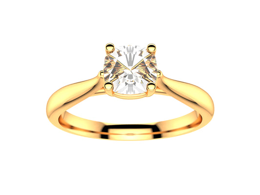 Forever engagement ring, 18K rose gold, set with a cusion-cut diamond available in 0.5 to 0.59 carats. 