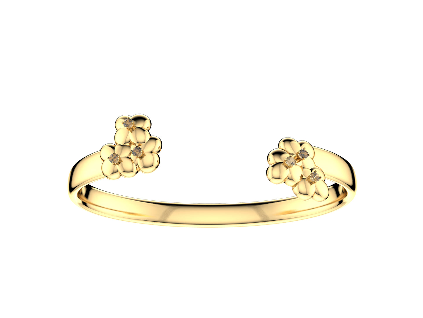 Flower bracelet, 18K yellow gold, diamonds.