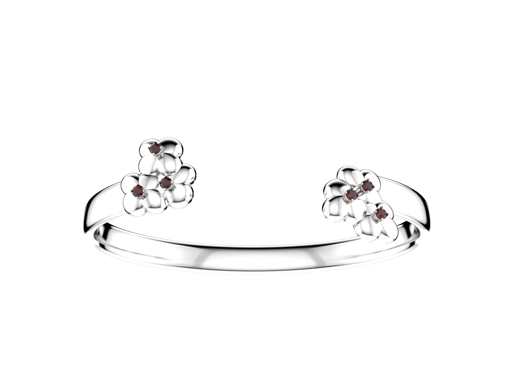 Flower bracelet, 18K white gold, roze topaz.