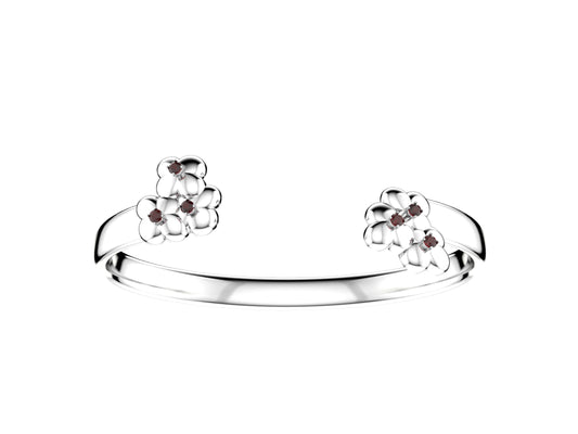 Flower bracelet, 18K white gold, roze topaz.