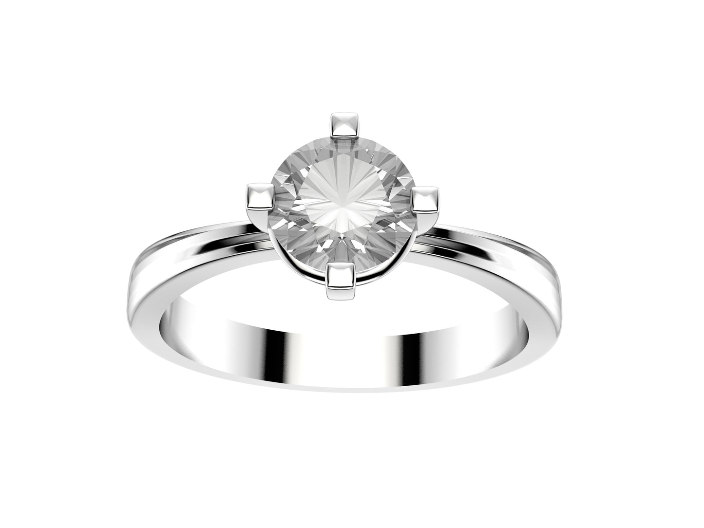 Forever engagement ring, 18K white gold, set with a brilliant-cut diamond available in 0.7 to 0.79 carats. 