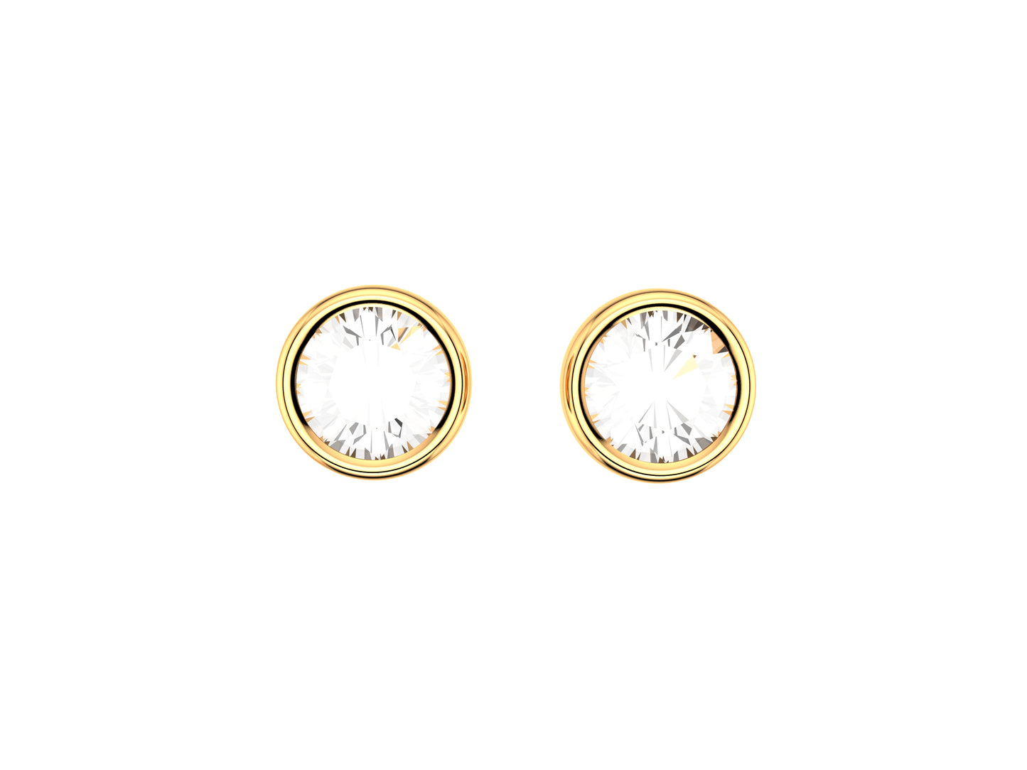 Forever earrings, 18K rose gold, each set with a brilliant-cut diamond totaling 0.14 carat. Diameter of the pattern: 5.0 mm.