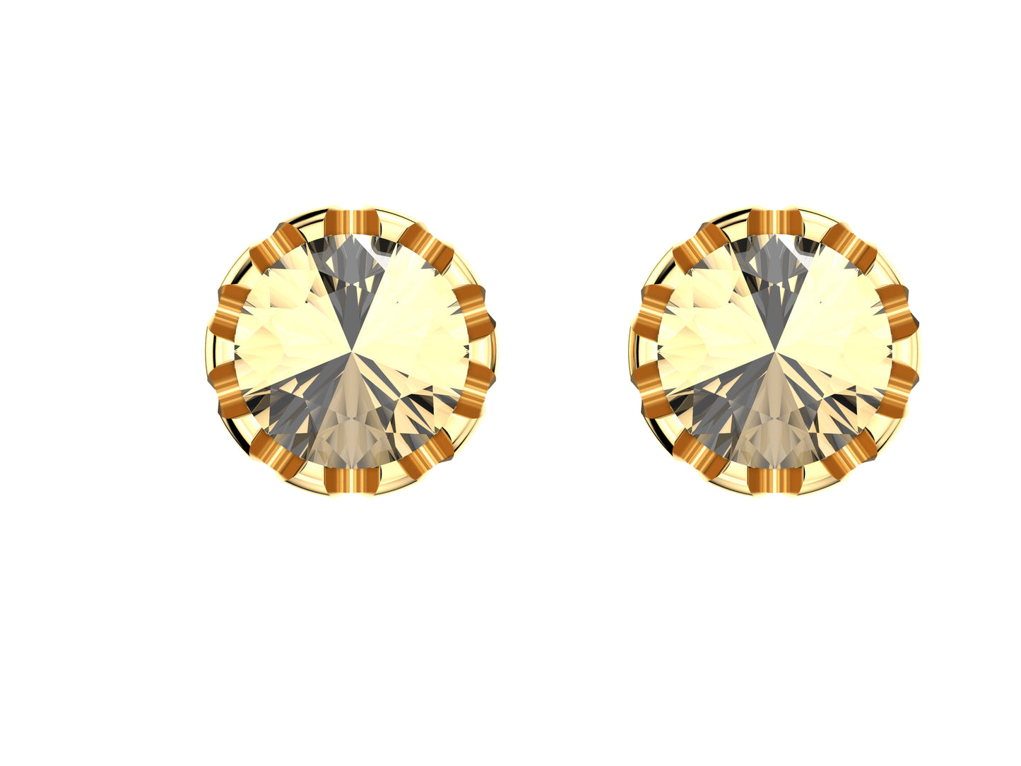 Forever earrings, 18K yellow gold, each set with a brilliant-cut diamond totaling 0.14 carat. Diameter of the pattern: 5.0 mm.