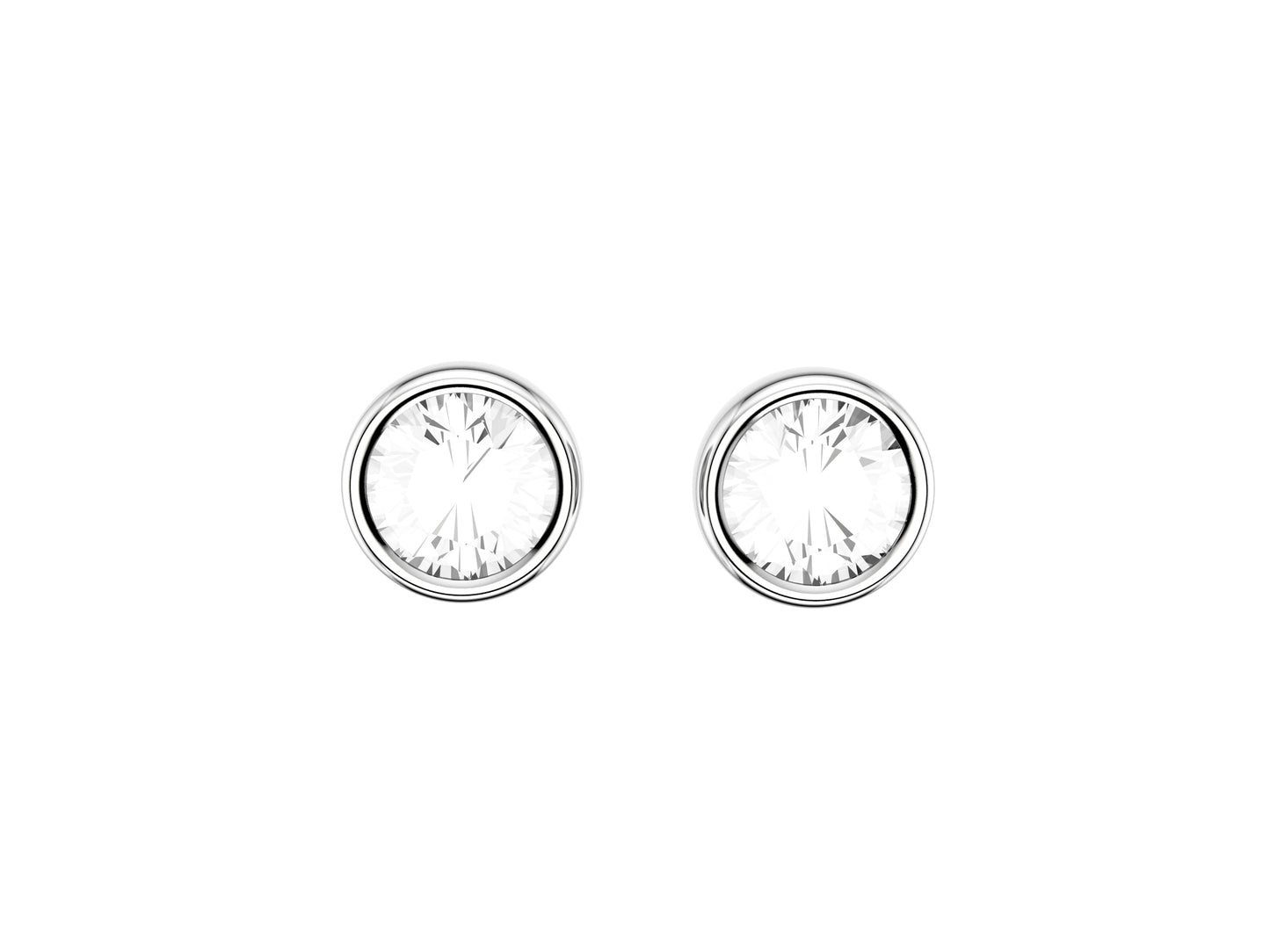 Forever earrings, 18K white gold, each set with a brilliant-cut diamonds totaling 0.141 carat. Diameter of the pattern: 5.5 mm.