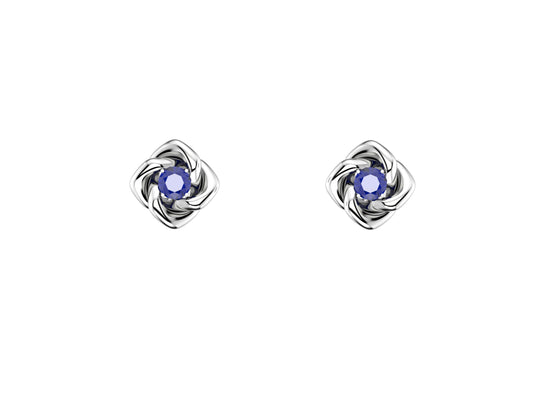 Gemmes De La Divinite earrings, sterling silver, blue sapphire. Diameter of the pattern: 8.5 mm.   