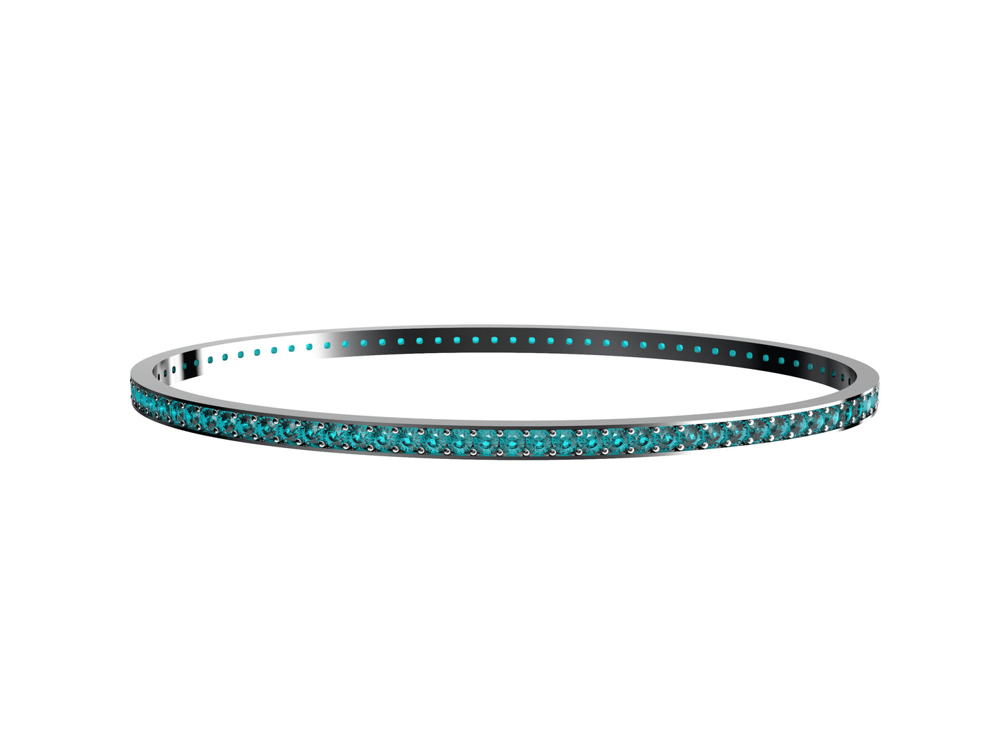 Rainbow bracelet, sterling silver, set with 88 aquamarines.