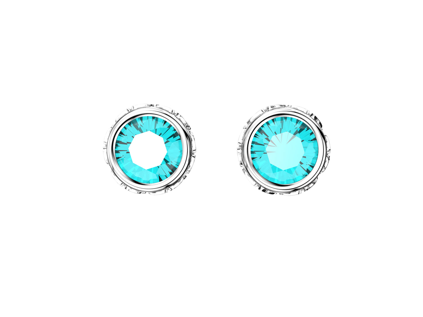 Gemmes De La Divinite earrings, 18K white gold, each set with a aquamarine. Diameter of the pattern: 5.0 mm