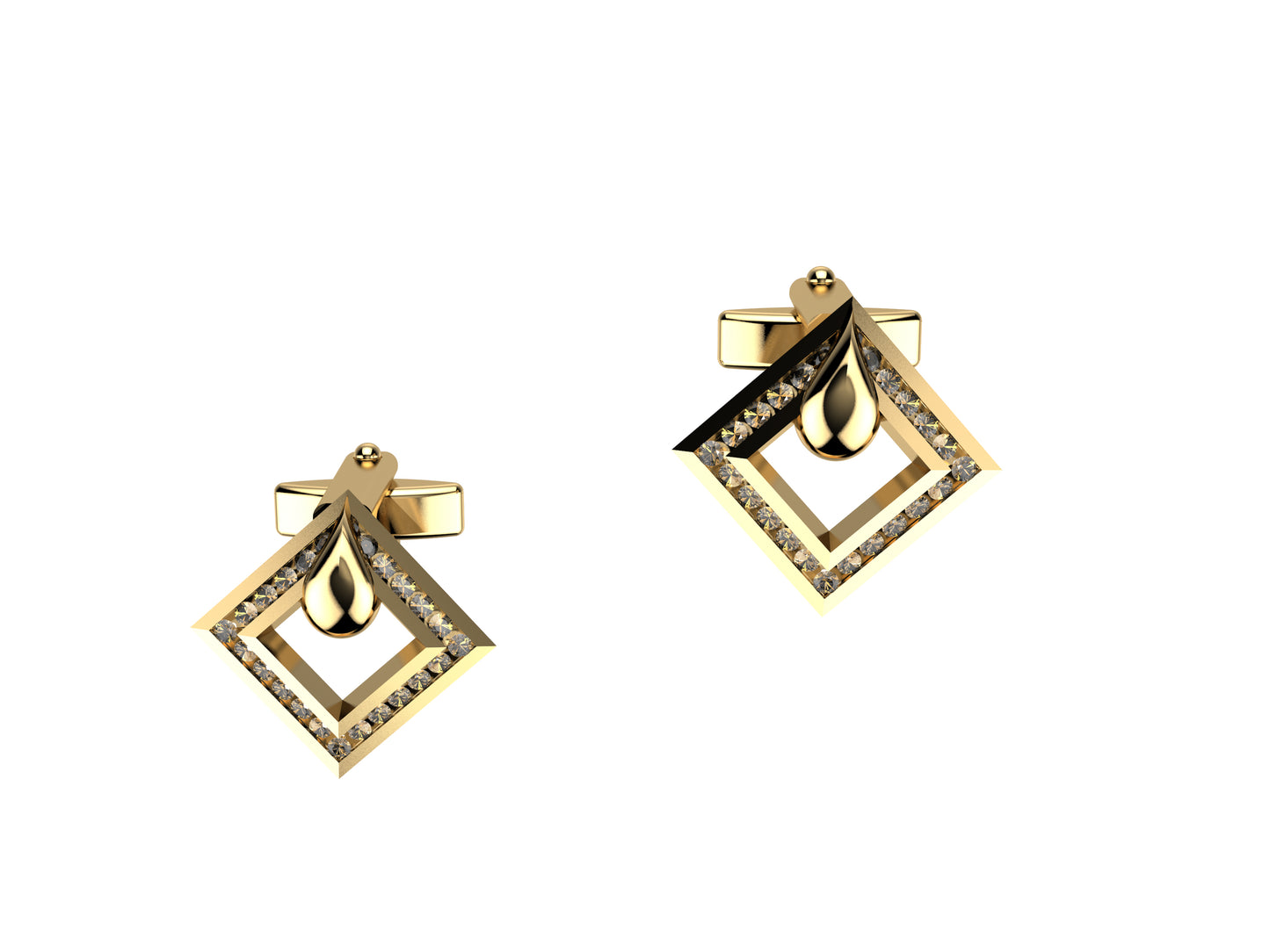 MatiJaro MJ cufflinks in 18K yellow gold and diamonds. 