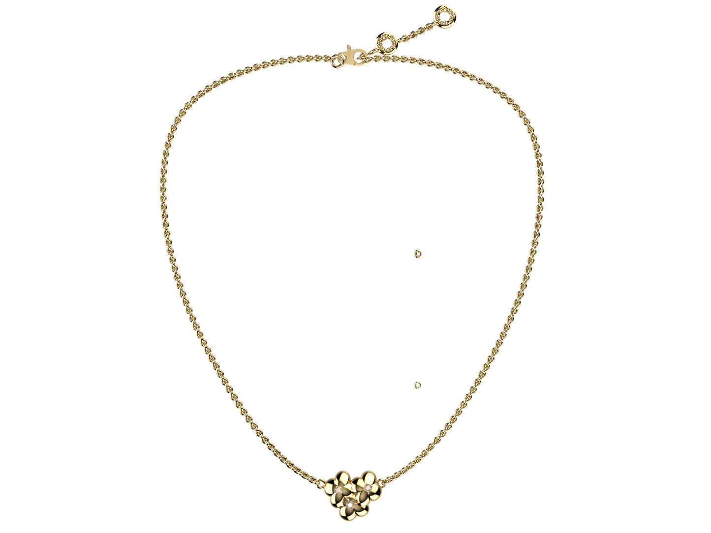 Flores de MatiJaro necklace, 18K yellow gold, diamonds. Length: 60 – 60.4 cm. Width of the motif: 15 mm. Length of the motif: 13 mm.   