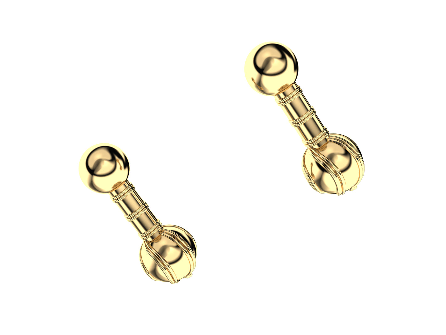 Hit New Style cufflinks in yellow gold. Dimensions: large head 7.3 mm / leg 8 mm / small head 6.2 mm. 