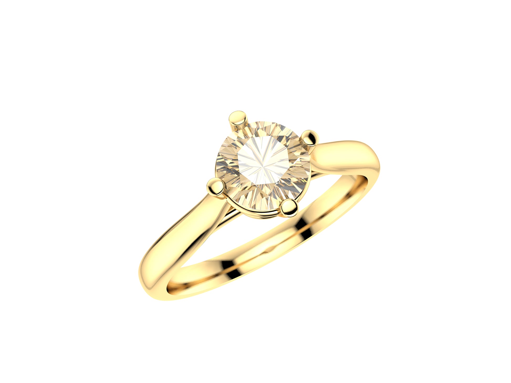 Forever engagement ring, yellow 950, set with a brilliant-cut diamond available in 0.7 to 0.79 carats. 