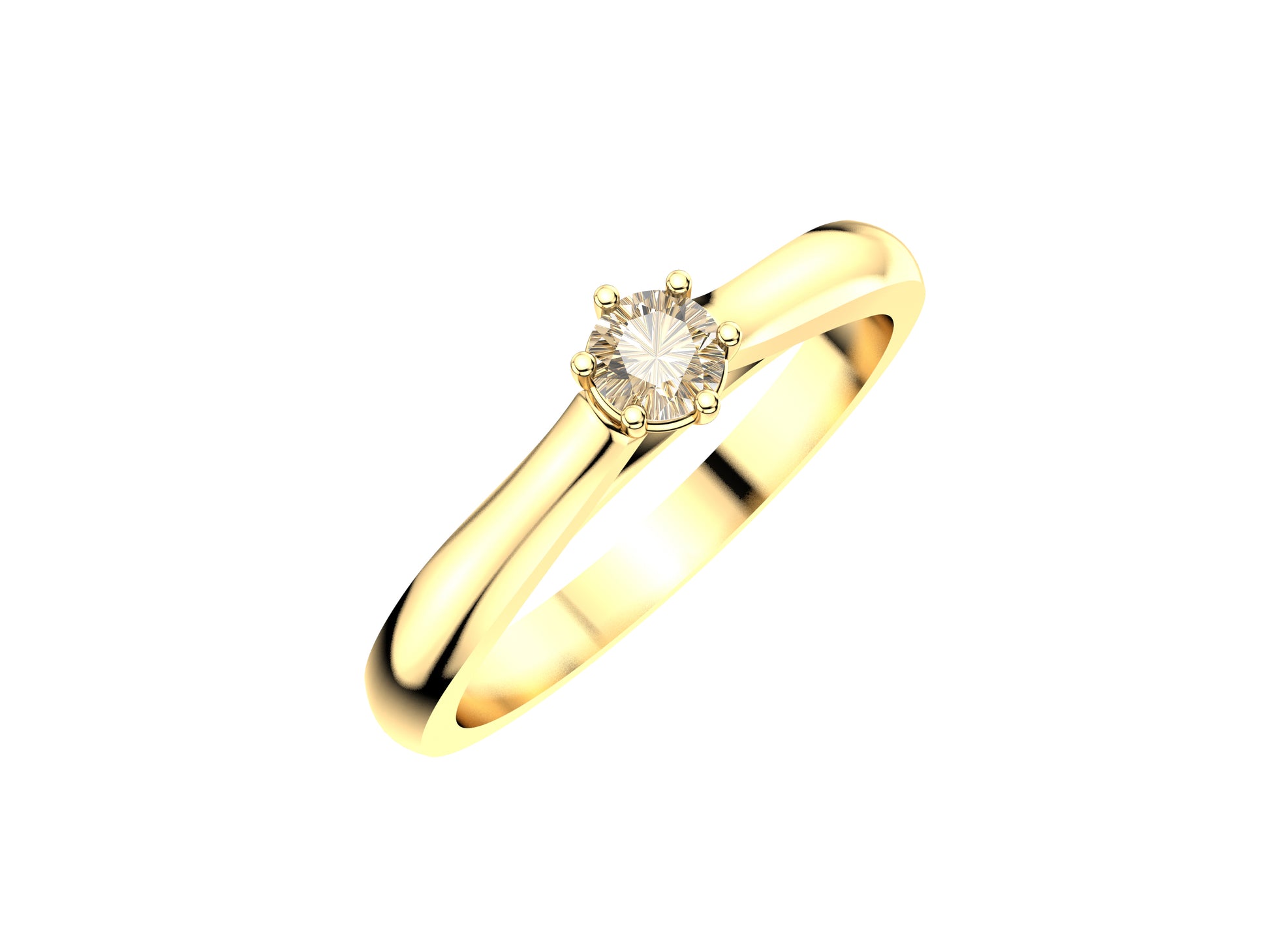 Forever engagement ring, 18K yellow gold, set with a brilliant-cut diamond available in 0.1 to 0.19 carats. 