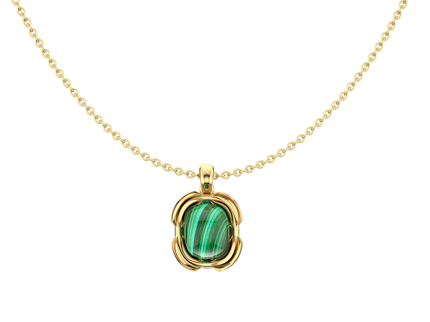 Gemmes De La Divinite necklace, 18K yellow gold, malachite diameter: 12 / 8 mm. Chain length: 640 mm.